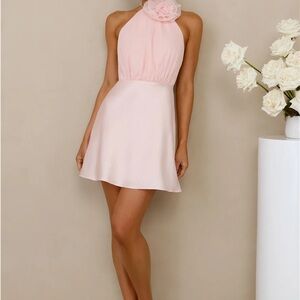 Hello Molly INFINITE CHARM HALTER MINI DRESS PINK